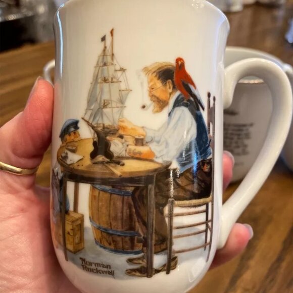 4 Vintage Norman Rockwell Museum Collection Coffee Cups Mugs 1982 Made In Japan - Picture 3 of 7
